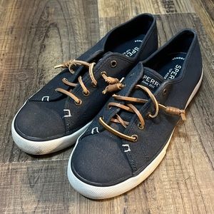 Womens Sperry navy blue, slip on sneakers. Size 7.